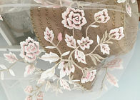 Exquisite Multi Colored Lace Fabric with Blush Pink And Metallic Yarn Embroidered