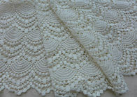 Vintage French Crocheted Cotton Lace Fabric Scalloped Edge Hollow Out Ivory Dots