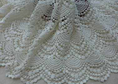 Vintage French Crocheted Cotton Lace Fabric Scalloped Edge Hollow Out Ivory Dots