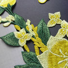 Yellow Flower Sew On Embroidered Patches Lace Appliques For Clothing 14 X 32 CM
