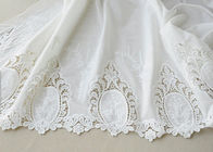 Cotton White Crochet Lace Fabric / Embroidered Lace Fabric For Home Textile 130cm