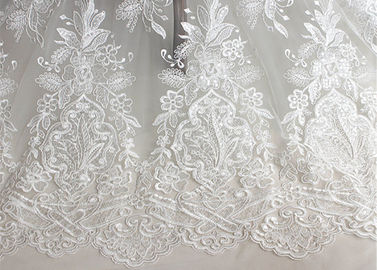 Embroidery Floral Corded Ivory Lace Fabric By The Yard For Luxury Wedding Dress