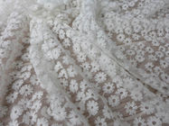 Daisy Small Flower Nylon Mesh Fabric By The Yard , Off White Lace Fabric For Dresses