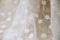 Floral Pattern Nylon Lace Fabric Embroidered Tulle Fabric For Wedding Dress