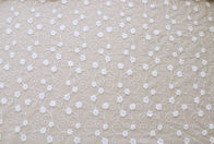 51'' Width White Embroidered Tulle Nylon Lace Fabric , Floral Stretch Lace Fabric