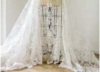 Ornament Wedding Floral Corded Lace Fabric Embroidered Tulle For Pallas Couture