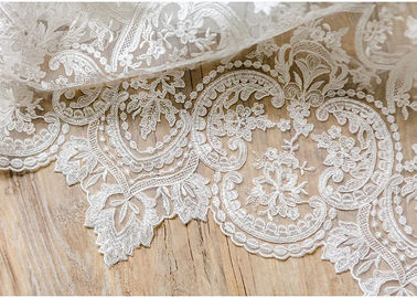 Ornament Wedding Floral Corded Lace Fabric Embroidered Tulle For Pallas Couture