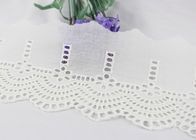 White Floral Scalloped Embroidered Lace Trim , Venice Eyelet Bridal Lace Ribbon