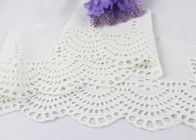 White Floral Scalloped Embroidered Lace Trim , Venice Eyelet Bridal Lace Ribbon