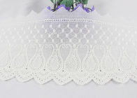 White Flat Embroidered Cotton Lace Ribbon Flower Pattern For Winter Dress 12.5 cm Width