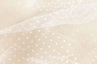 60 Inch Width White Nylon Net Lace Fabric , Polka Dot Wedding Bridal Veil Fabric