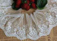 Ivory Embroidery Nylon Lace Trim With Snowflake Pattern For Bridal Veil