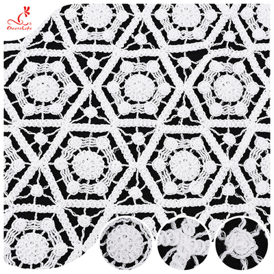 White Guipure Lace Fabric Embroidery Cord Lace Fabrics For Dresses