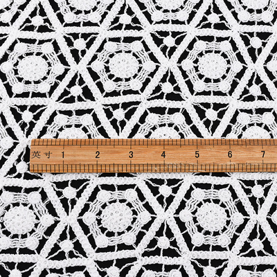 White Guipure Lace Fabric Embroidery Cord Lace Fabrics For Dresses