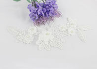 Embroidered Lace Collar Applique , Beaded Floral Lace Neck Applique For Dress