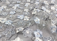 Floral Design Embroidered Tulle Lace Fabric For Bridal Wedding Dresses