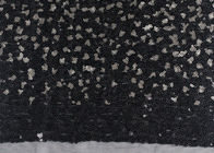Golden Black Sequin Lace Fabric With 3D Embroidery Fabric For Party Gown Dresses