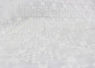 Beautiful Embroidered Lace Fabric Scalloped Edge Lace Fabric For Ivory Wedding Dresses