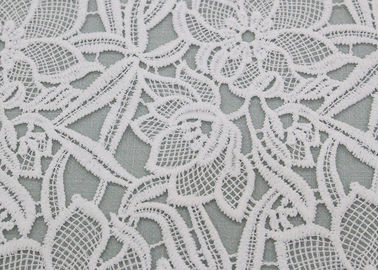 Water Soluble Embroidered Polyester Lace Fabric With Floral Lace For Dress Designer