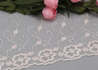 6.5 Inch Floral Embroidered Lace Trim Wide Mesh Lace Trim For Wedding Dresses