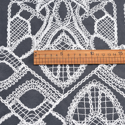 Wholesale Embroidery Knitted Lace Tulle Polyester Guipure Cord Lace Fabric For Wedding Dress