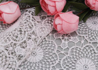 White Water Soluble Lace , Embroidered Guipure Venice Lace Fabric For Bridal Dress