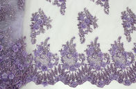 3D Floral Beaded Embroidered Lace Fabric For Evening Dresses 120 CM Width