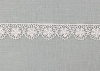 Floral Venice Lace Trims , Vintage White Embroidered Lace Trim For Bridal Dresses