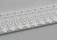 Vintage White Floral Venice Lace Trim For Clothing / Wide Bridal Wedding Lace Fabric