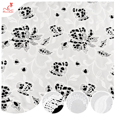 Hot Sales White Embroidery Floral Fabric Soft Hollow Out Eyelet Polyester Embroidered Fabric