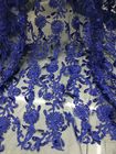 3D Flower Embroidered Sequin Tulle Beaded Lace Fabric For Wedding Dress Mesh