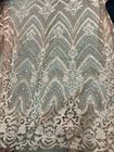 Wedding Dress Sequin Lace Fabric / Floral Embroidered Mesh Fabric