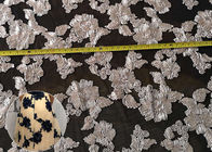 Fashion Chenille Embroidered Lace Fabric , Polyester Mesh Fabric For Dresses