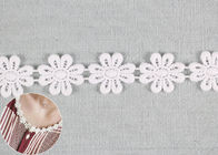 DTM Color Cotton Lace Edging Dyeing With Smooth Pattern / Embroidered Flower Appliques