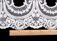 Custom Floral Applique Embroidered Lace Trim Polyester On Nylon Mesh