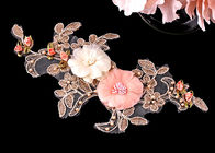 Custom 3D Flower Embroidered Applique Patches Bridal Bead Cord Lace No Azo