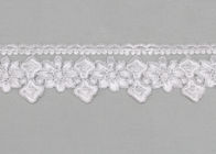 White Lace Ribbon Embroidery Fabric With Silver Lurex Poly Yarn Eco - friendly