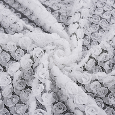 White Rose Flower Embroidery Lace Fabric Suitable For All Kinds Of Clothing Fabrics Support Custom