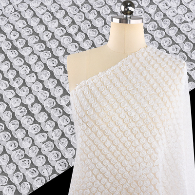 White Rose Flower Embroidery Lace Fabric Suitable For All Kinds Of Clothing Fabrics Support Custom