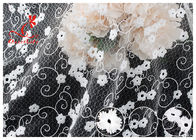 Allover Floral Embroidered Mesh Lace Fabric With Poly Milky Silk By 100% Inspect