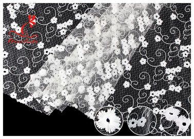 Allover Floral Embroidered Mesh Lace Fabric With Poly Milky Silk By 100% Inspect