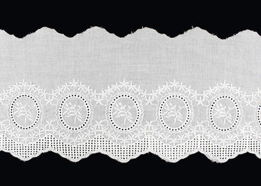 14CM Width Cotton Lace Trim Edging With Floral Pattern Scalloped Via OEKO TEX