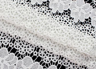 White Floral Guipure Heavy Embroidered Lace Fabric For Dress SGS Verified