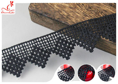 Black French Venice Guipure Lace Trim With Chemical Polyester Fiber Azo Free Dye