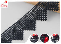 Black French Venice Guipure Lace Trim With Chemical Polyester Fiber Azo Free Dye