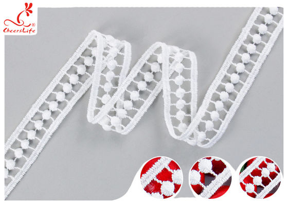 2CM White Guipure Embroidered Lace Trim Pass OEKO TEX 100