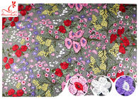 Multi Colored Floral Heavy Embroidered Lace Fabric For Evening Dress OEM