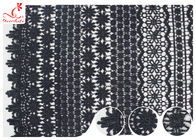 120CM Width Eco Dyeing Black Lace Fabric With Floral Pattern High Color Fastness