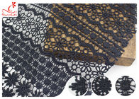 120CM Width Eco Dyeing Black Lace Fabric With Floral Pattern High Color Fastness