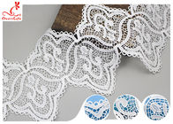 17CM Width White Guipure Embroidered Lace Trim With Azo Free Dyeing Poly Milky